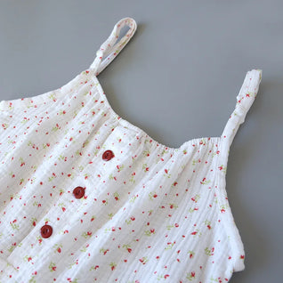The Muslin House™ Cherry Bloom - 100% Muslin Cotton Pajama