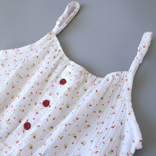 The Muslin House™ Cherry Bloom - 100% Muslin Cotton Pajama