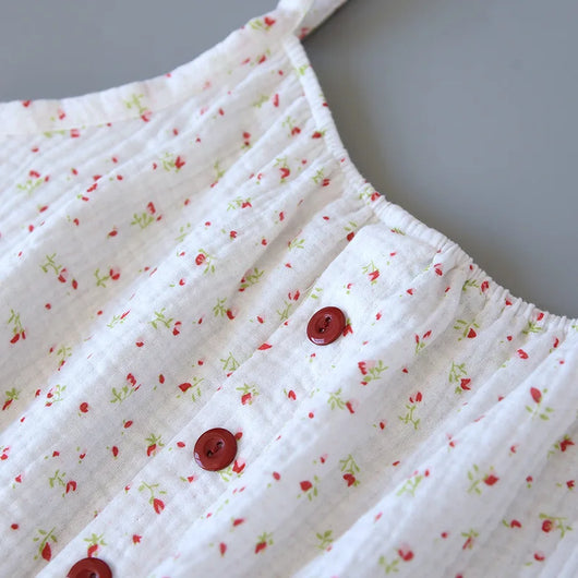 The Muslin House™ Cherry Bloom - 100% Muslin Cotton Pajama