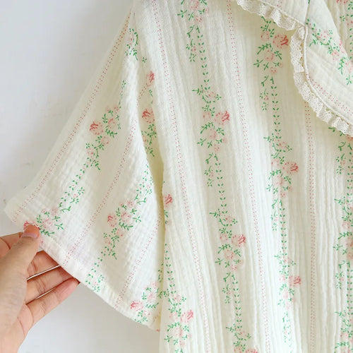 The Muslin House™ Short Bloom – 100% Muslin Cotton Pajama