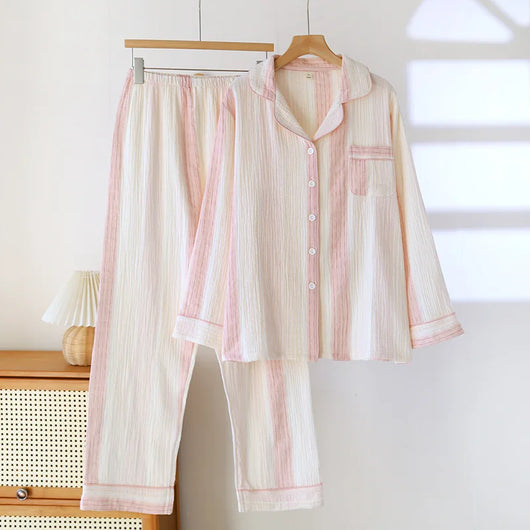 The Muslin House™ Cloudline Pyjama - 100% Muslin Cotton