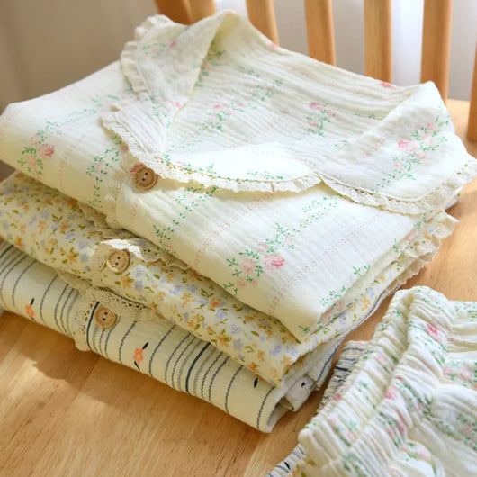 The Muslin House™ Short Bloom – 100% Muslin Cotton Pajama