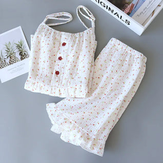 The Muslin House™ Cherry Bloom - 100% Muslin Cotton Pajama