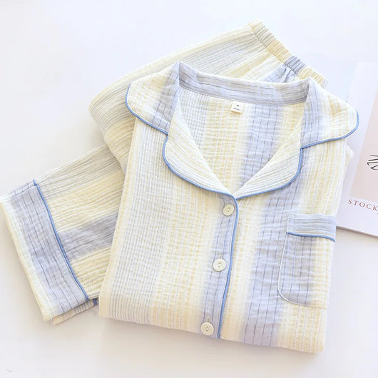The Muslin House™ Cloudline Pyjama - 100% Muslin Cotton