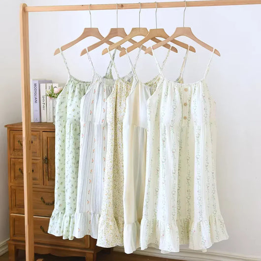 The Muslin House™ The Bloom Nightgown - 100% Muslin Cotton