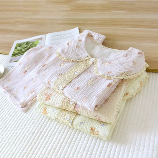 The Muslin House™ Luna Night - 100% Muslin Cotton Pajama