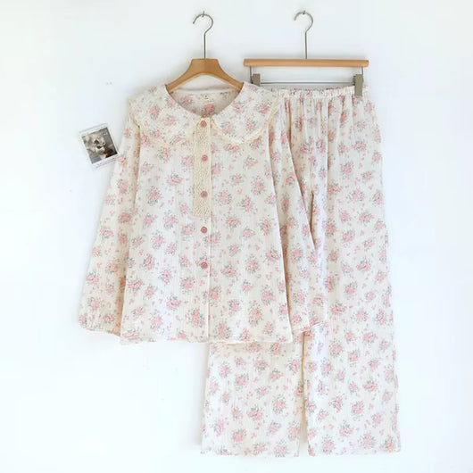 The Muslin House™ Vintage Bloom - 100% Muslin Cotton Pajama