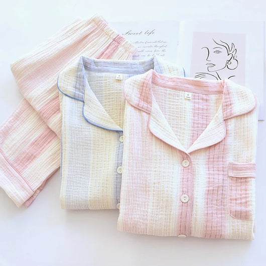 The Muslin House™ Cloudline Pyjama - 100% Muslin Cotton