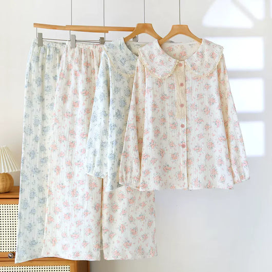 The Muslin House™ Vintage Bloom - 100% Muslin Cotton Pajama