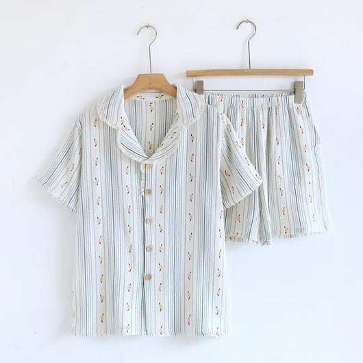 The Muslin House™ Short Bloom – 100% Muslin Cotton Pajama