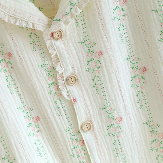 The Muslin House™ Short Bloom – 100% Muslin Cotton Pajama