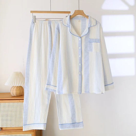 The Muslin House™ Cloudline Pyjama - 100% Muslin Cotton