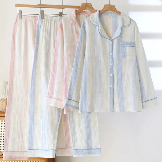 The Muslin House™ Cloudline Pyjama - 100% Muslin Cotton